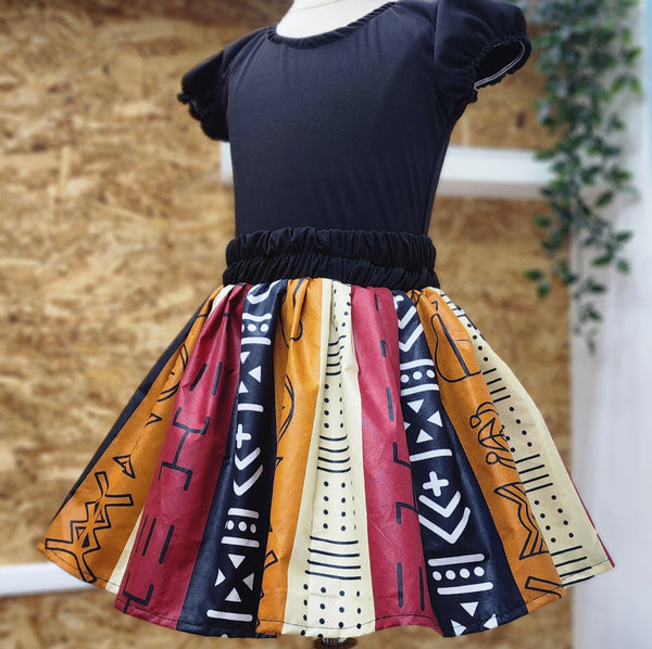 Set Africano con turbante para niñas, Leotardo y falda, disponible desde talla 12 meses hasta talla #12