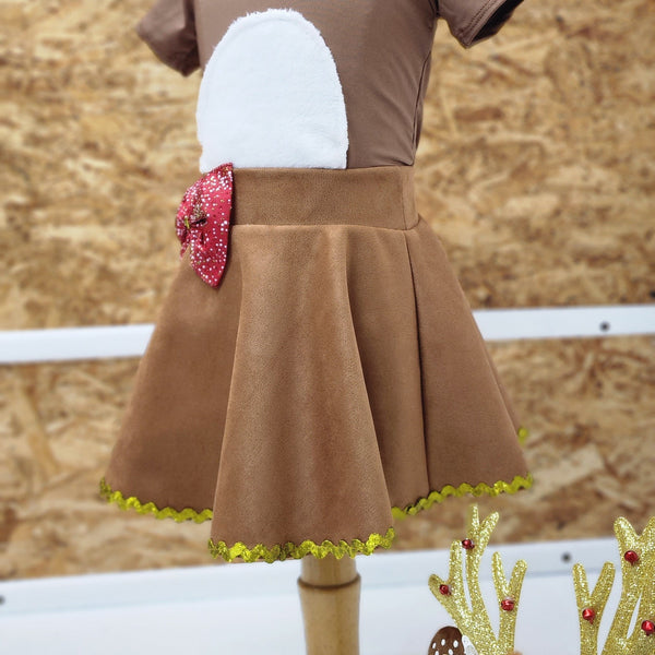Set inspirado en Reno navideño, Body, falda y orejitas de reno, desde talla 12 meses hasta #12