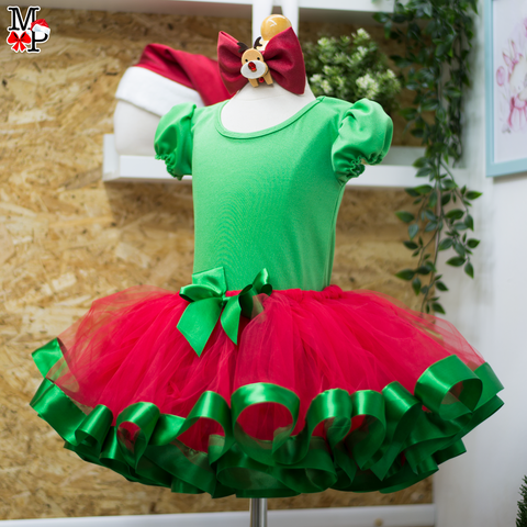 Set de tutu Navideño para niñas, desde talla 12 meses hasta #14