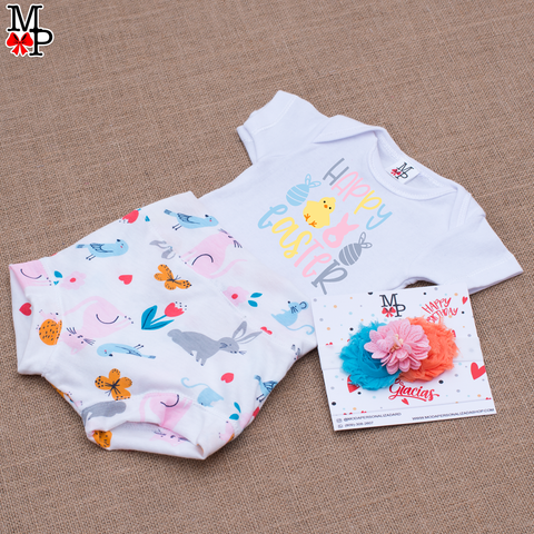 SOLO Bummies y accesorio del pelo para bebes, Colección Primavera 2022, Easter Bunny, Disponible desde recien nacido hasta talla 18 meses