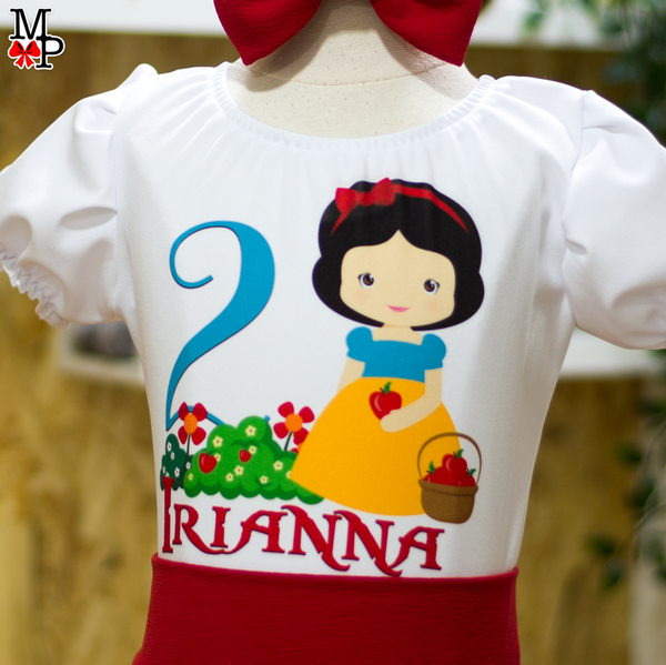 Set de Falda Circular inspirado en blanca nieves, cumpleaños de Blanca Nieves