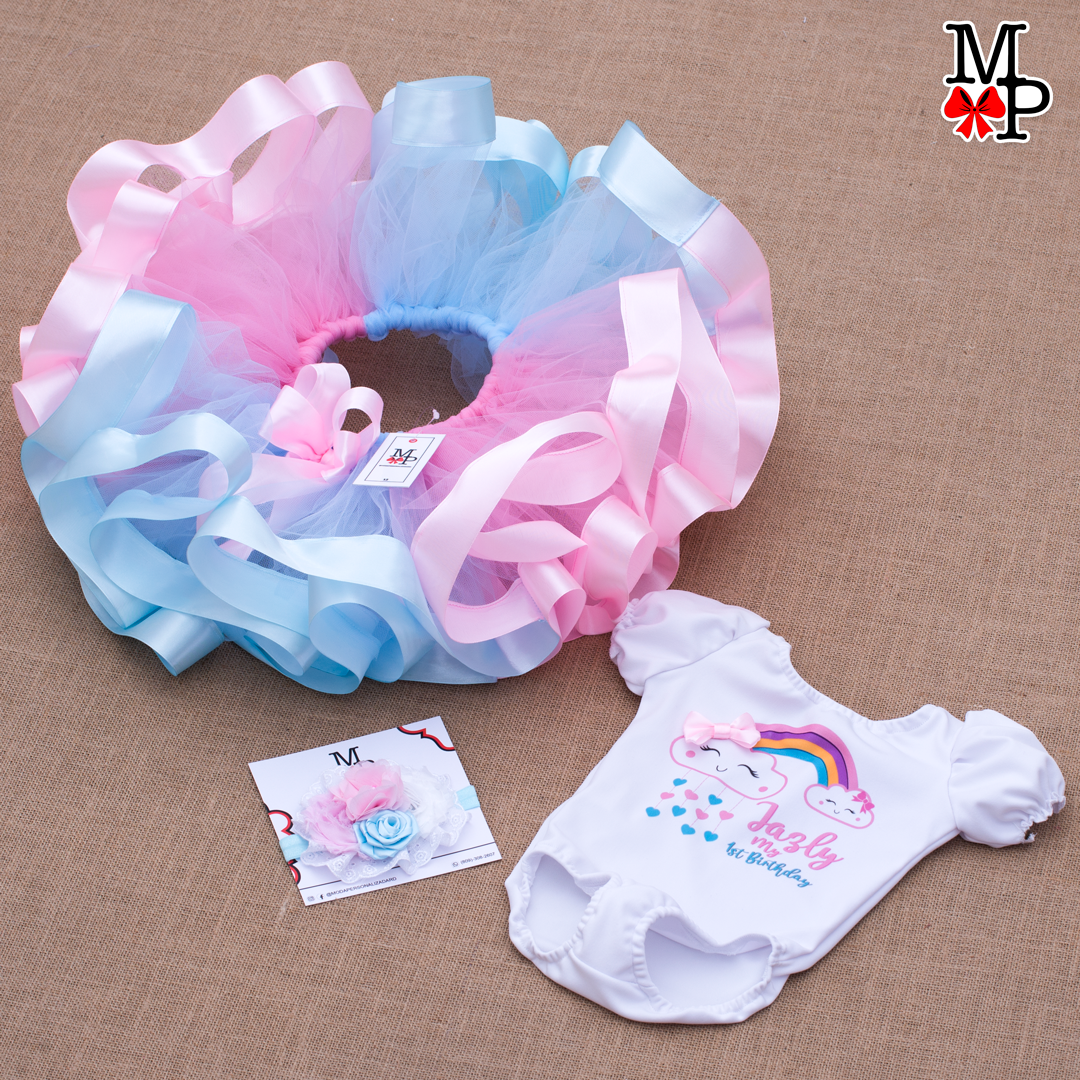 Set de tutu inspirado en nube y arcoiris, ropa de cumpleaños arcoiris para niñas