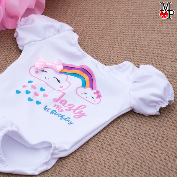 Set de tutu inspirado en nube y arcoiris, ropa de cumpleaños arcoiris para niñas