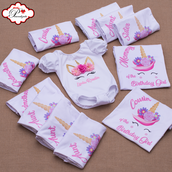 Camisetas familiares inspiradas en Unicornio, Cumpleaños unicornio