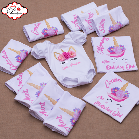 Camisetas familiares inspiradas en Unicornio, Cumpleaños unicornio