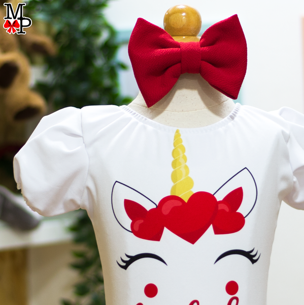 Set de Falda Circular inspirado en Unicornio enamorado rojo, Coleccion San Valentin