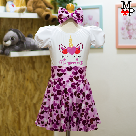 Set de Falda Circular inspirado en Unicornio enamorado, Coleccion San Valentin