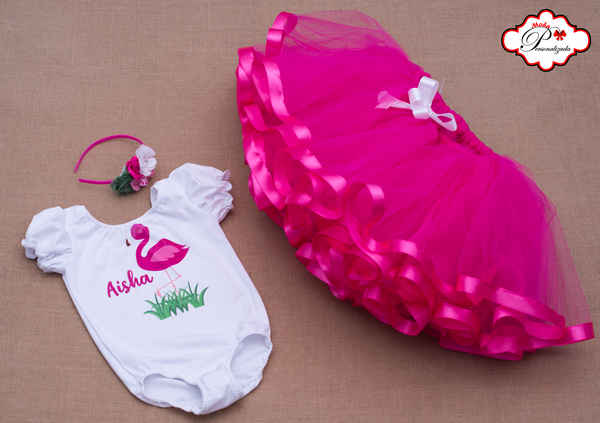 Set de tutu flamenco fucsia, Cumpleaños tropical flamenco