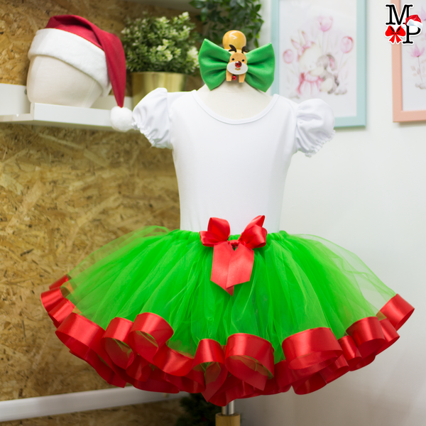 Set de tutu Navideño para niñas, desde talla 12 meses hasta #14