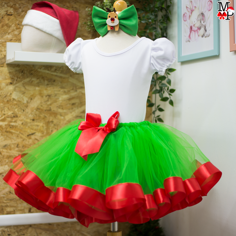 Set de tutu Navideño para niñas, desde talla 12 meses hasta #14