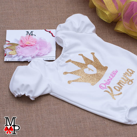 Leotardo personalizado inspirado en Corona dorada, Princesa