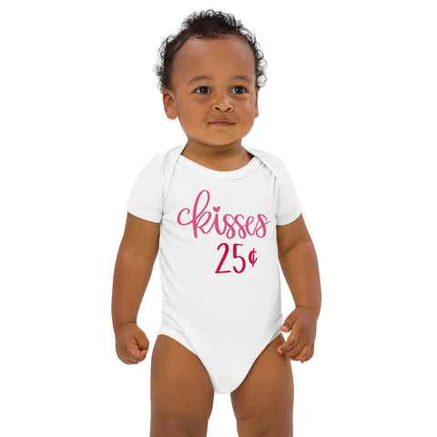 Body blanco de algodón para bebe, Besitos a 25 centavos