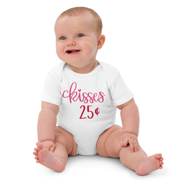 Body blanco de algodón para bebe, Besitos a 25 centavos