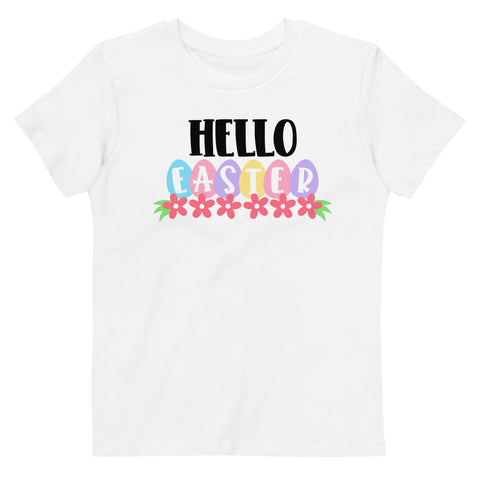 Camiseta de algodon para niños, Blanca, Coleccion pascua, Easter Bunny