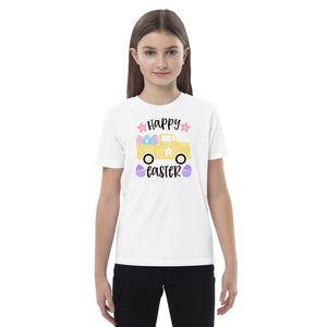 Camiseta de algodon para niños, Blanca, Coleccion pascua, Easter Bunny