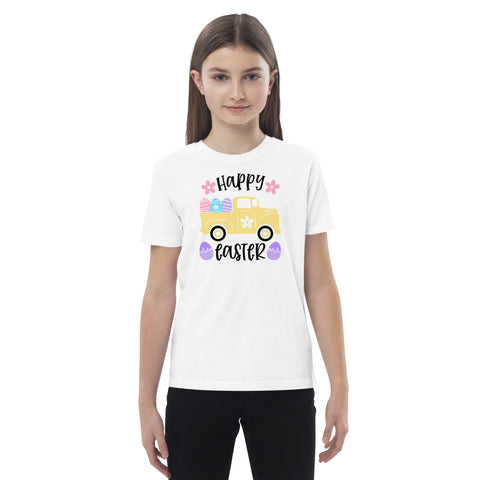 Camiseta de algodon para niños, Blanca, Coleccion pascua, Easter Bunny
